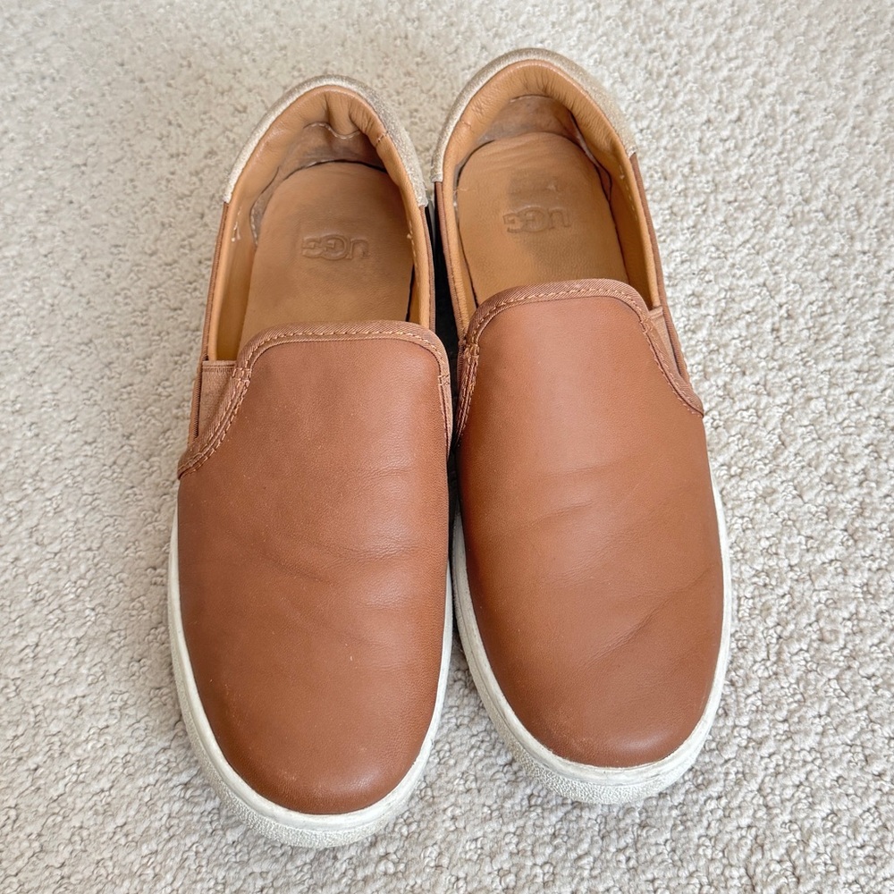 UGG Tan Leather Slip-On Shoes